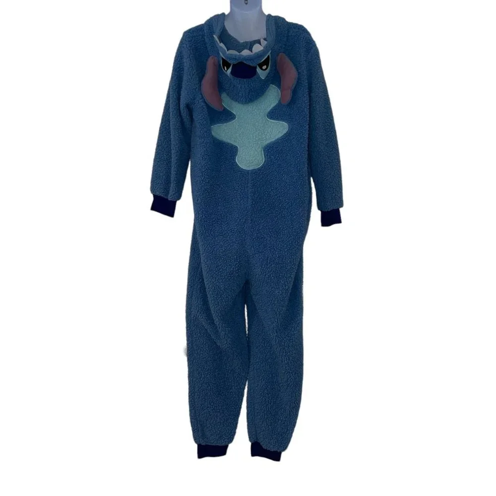 Disney Lilo & Stitch Pajamas Mens XL Costume Unionsuit Faux Sherpa Hoodie Hooded - Picture 3 of 7